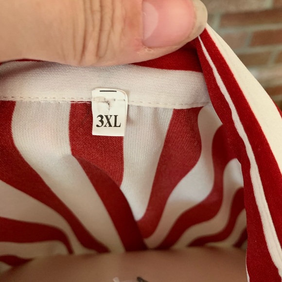 Silky red and white striped top - Picture 5 of 6